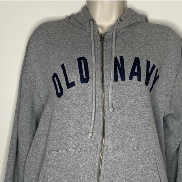 4/$35 Old Navy Men M Zip Hoodie Drawstring Gray - Picture 2 of 5
